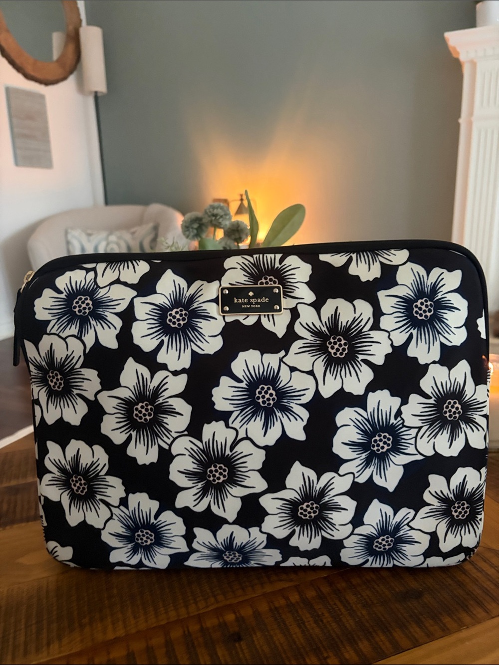 kate spade Black & White Floral Laptop Sleeve